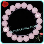 New 10.5mm Natural Rose Crystal Quartz Stone Pink Elastic Bracelet, Love Gift, Size S